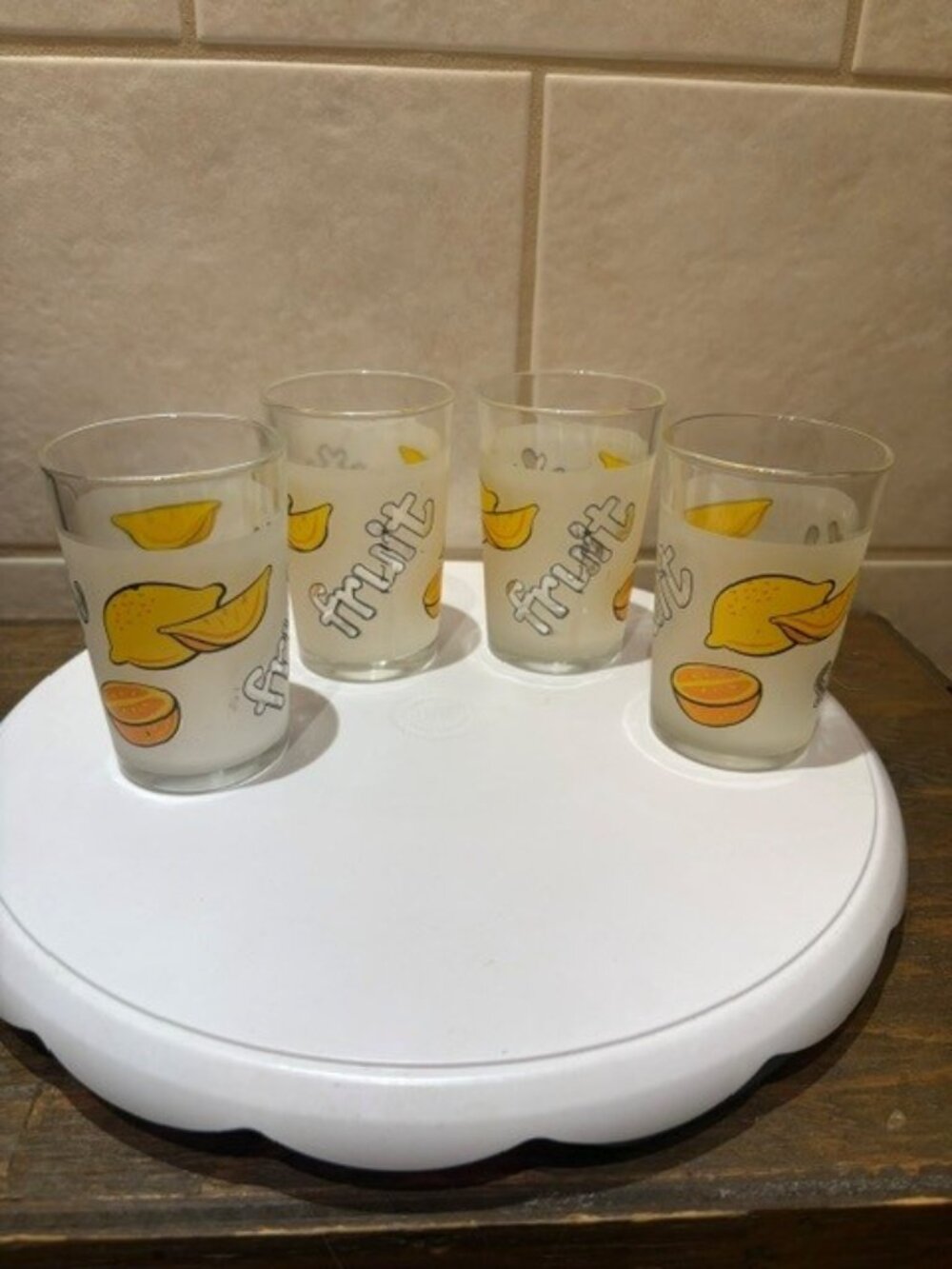 Vintage Retro 1990s Lemonade Orange Juice Glasses Tumblers Set of 4